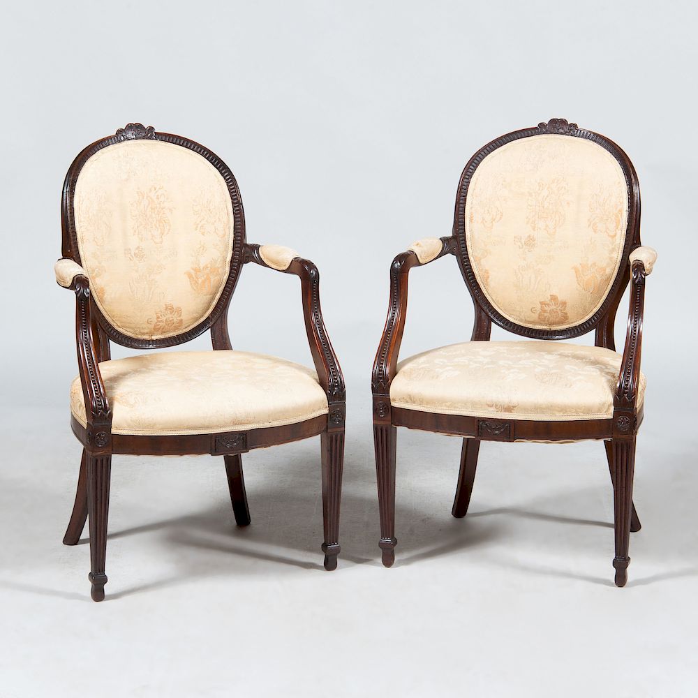 Appraisal: Pair of George III Mahogany Armchairs x x in Property