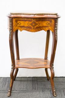 Appraisal: French kidney-shaped Louis XV-Style ormolu-mounted fruitwood and blonde wood marquetry