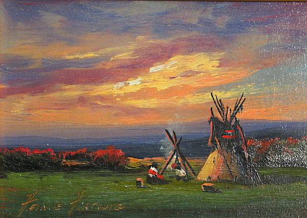 Appraisal: Heinie Hartwig American born Teepees signed 'Heinie Hartwig' lower left