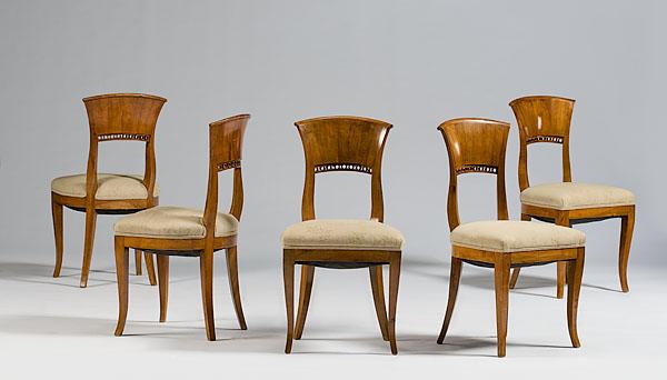 Appraisal: BIEDERMEIER SIDE CHAIRS Austrian ca - set of five side