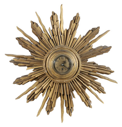 Appraisal: Louis XVI Style Sunburst Wall Clock early th century carved