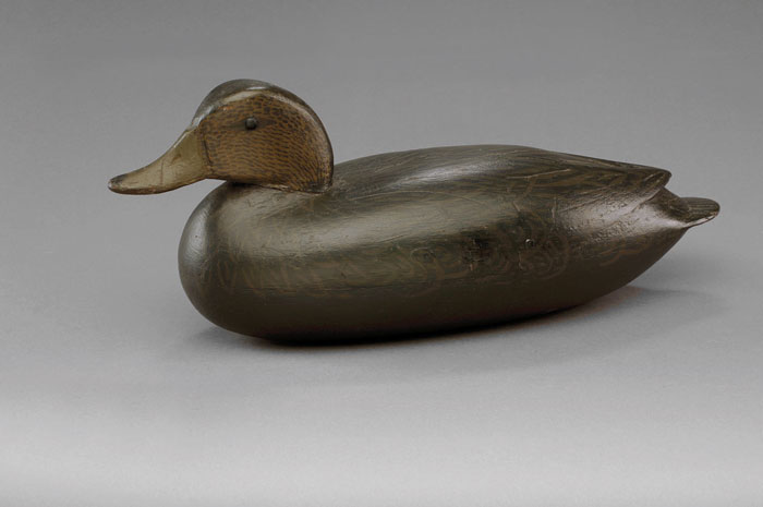 Appraisal: RARE BLACK DUCK HOLLOW DECOY DELAWARE RIVER AREA With an