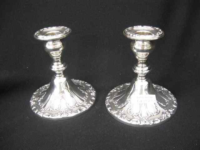 Appraisal: Pair of Gorham Sterling Silver Candleholders ornate design - ''