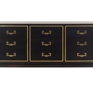 Appraisal: A Contemporary Hollywood Regency Style Brass Mounted Ebonized Chest of