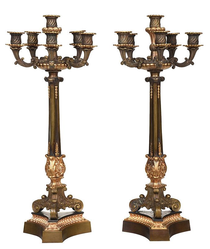 Appraisal: Pair Louis Philippe Style Gilt Bronze Candelabra Continental th century