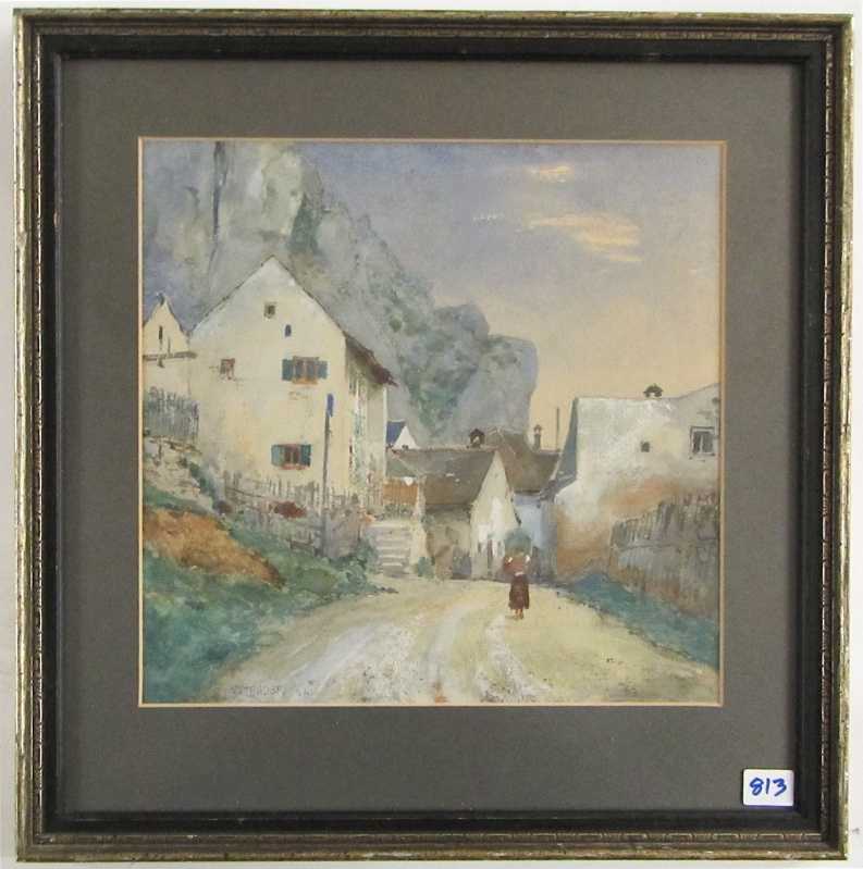 Appraisal: WILHELM JOHANN BADER WATERCOLOR ON PAPER Germany - Mountain village