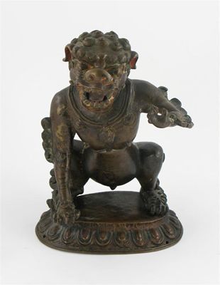 Appraisal: A large Tibetan bronze and copper model of Narasimha standing