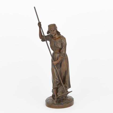 Appraisal: Henri-Alfred-Marie Jacquemart French - HARVEST TIME patinated bronze figure of