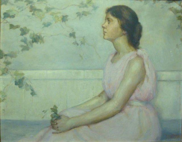 Appraisal: EILERS Emma c O C of Pensive Beauty in Pink