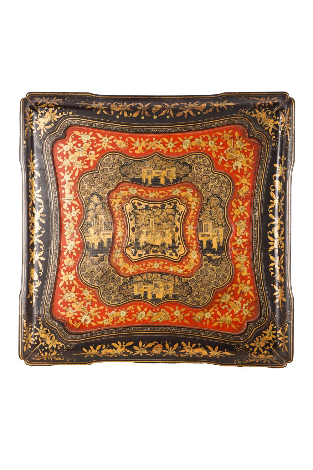 Appraisal: CHINESE LACQUERED PARCEL GILT BOXCondition with separation to wood lid