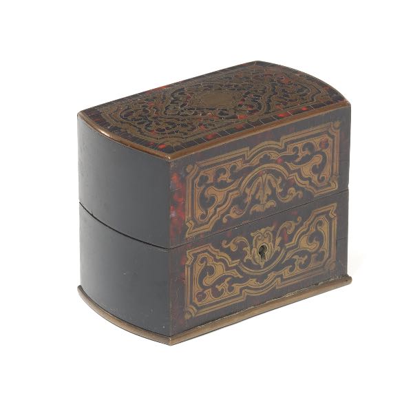 Appraisal: FRENCH EBONY BOULLE PERFUME BOTTLE VANITY CASKET CA TH CENTURY