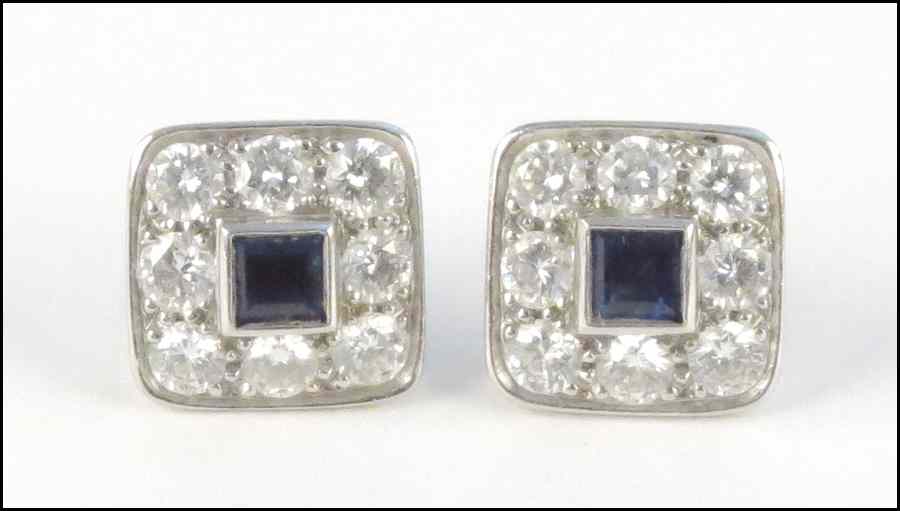 Appraisal: PAIR OF TIFFANY COMPANY SAPPHIRE DIAMOND AND PLATINUM EARRINGS grams