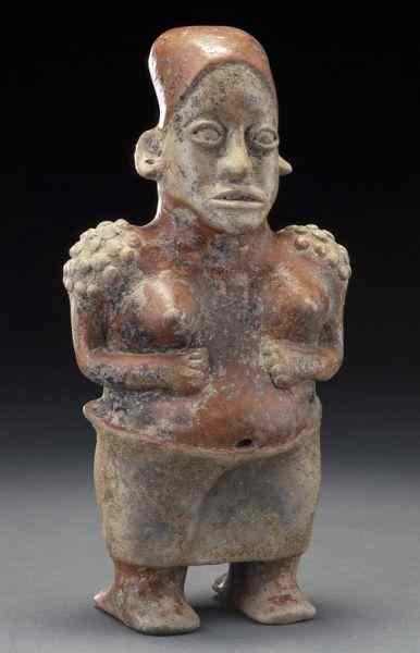 Appraisal: Jalisco terracotta female standing figurehaving a draped lower half her