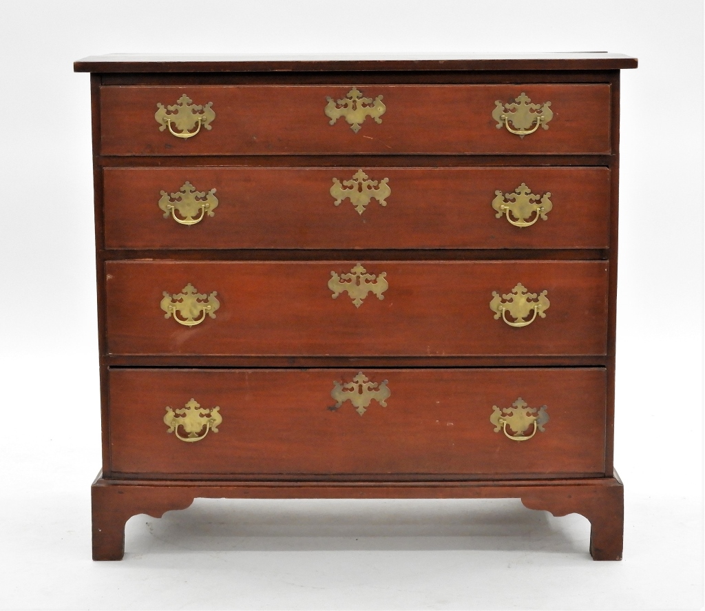 Appraisal: RHODE ISLAND CHIPPENDALE CHERRY FOUR DRAWER CHEST Rhode Island Circa