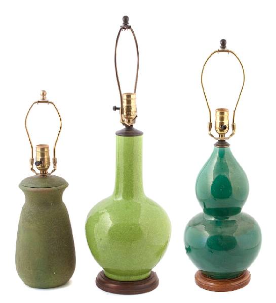 Appraisal: A group of five various earthenware table lamps height of