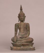 Appraisal: Seated Bronze Thai Buddha th Century Beautiful complete bronze seated