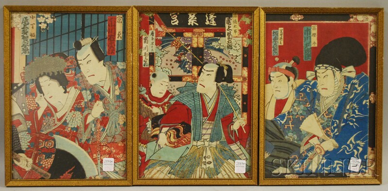 Appraisal: Set of Three Framed Japanese Woodblock Prints