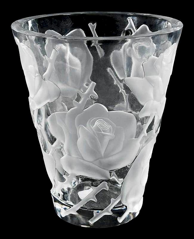 Appraisal: Lalique Ispahan Glass Vase engraved Lalique France - in Provenance