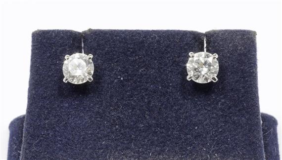 Appraisal: DIAMOND EAR STUDS White gold Elegant solitaire ear studs each