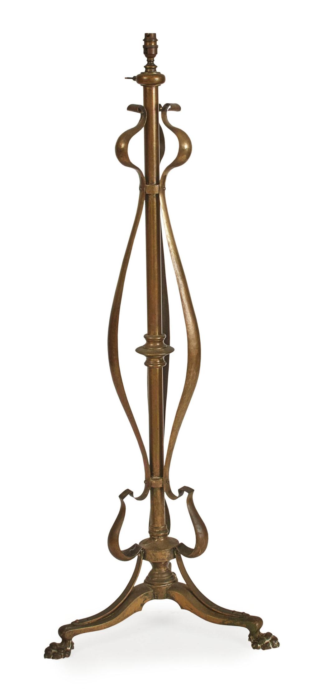 Appraisal: ART NOUVEAU BRASS STANDARD LAMP CIRCA the central brass column