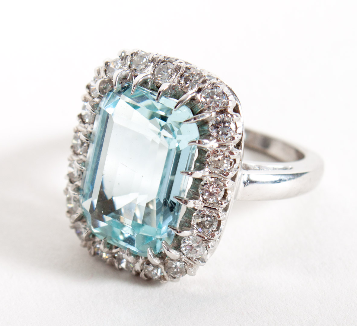 Appraisal: Lady's K white gold aquamarine diamond ring emerald-cut aquamarine ring