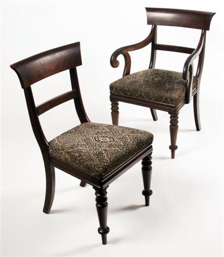 Appraisal: A set of six William IV mahogany dining chairs each