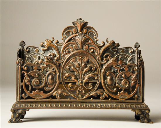 Appraisal: A L th C Continental Cast Bronze Letter Holder ornate