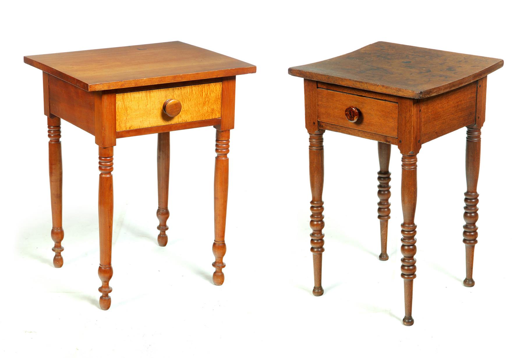 Appraisal: TWO AMERICAN SHERATON ONE-DRAWER STANDS Mid th century Walnut and