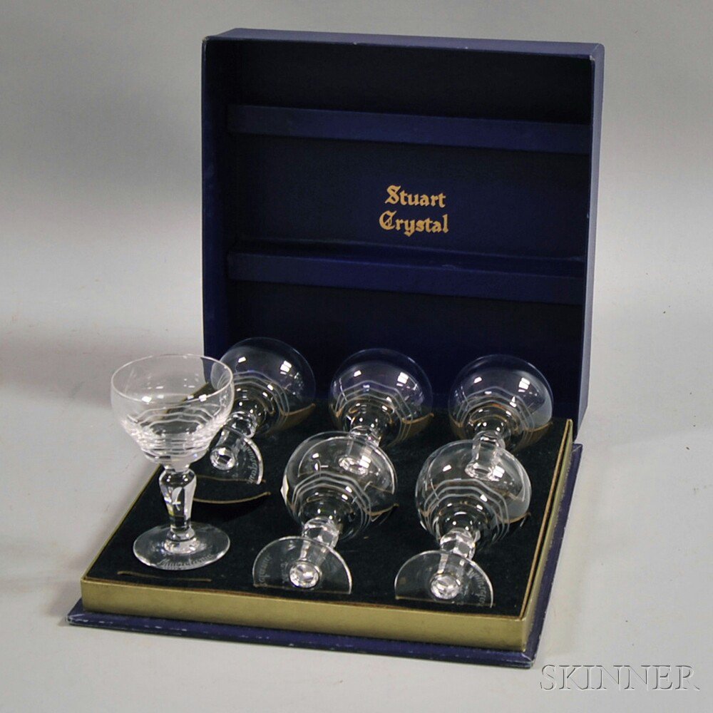 Appraisal: Boxed Set of Six Stuart Crystal Wineglasses each inscribed R