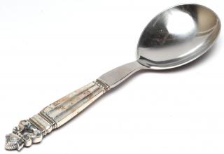 Appraisal: Georg Jensen Sterling Silver Acorn Serving Spoon The handle marked