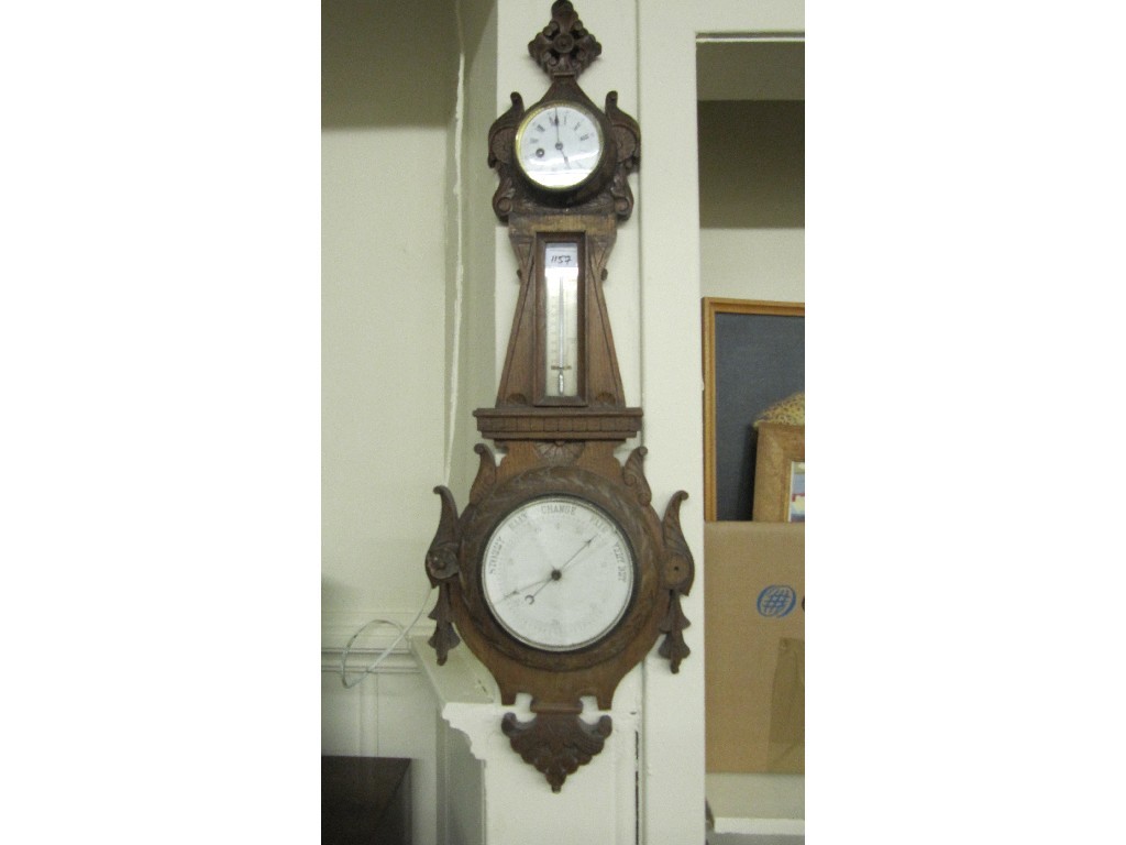 Appraisal: Victorian oak clock barometer