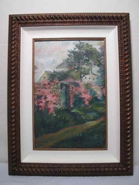 Appraisal: Oil on canvas board Garden scene Unsigned th century Framed