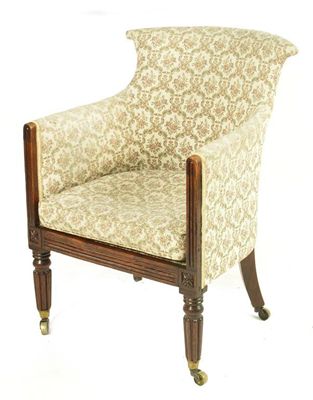 Appraisal: A George IV simulated rosewood armchair the curved scroll back