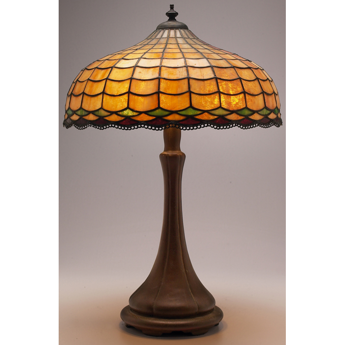 Appraisal: Handel table lamp bronzed metal base with an original patina