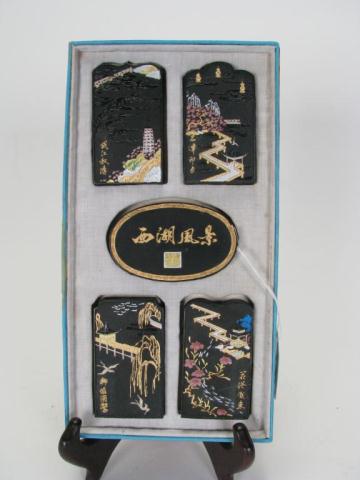 Appraisal: Set of Five Chinese Stone Ink Stamp with Calligraphy and