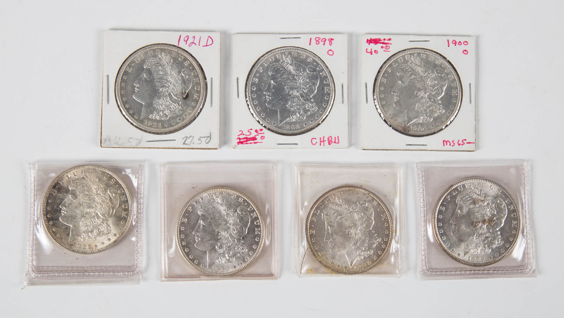 Appraisal: USA Morgan Dollars -d Seven Morgan Dollars MS MS MS