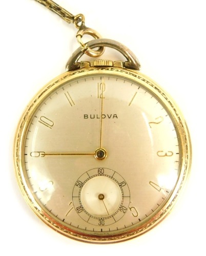 Appraisal: A Bulova pocket watch in a yellow metal casing with