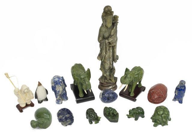 Appraisal: lot of Collection of assorted figural hardstone carvings examples include