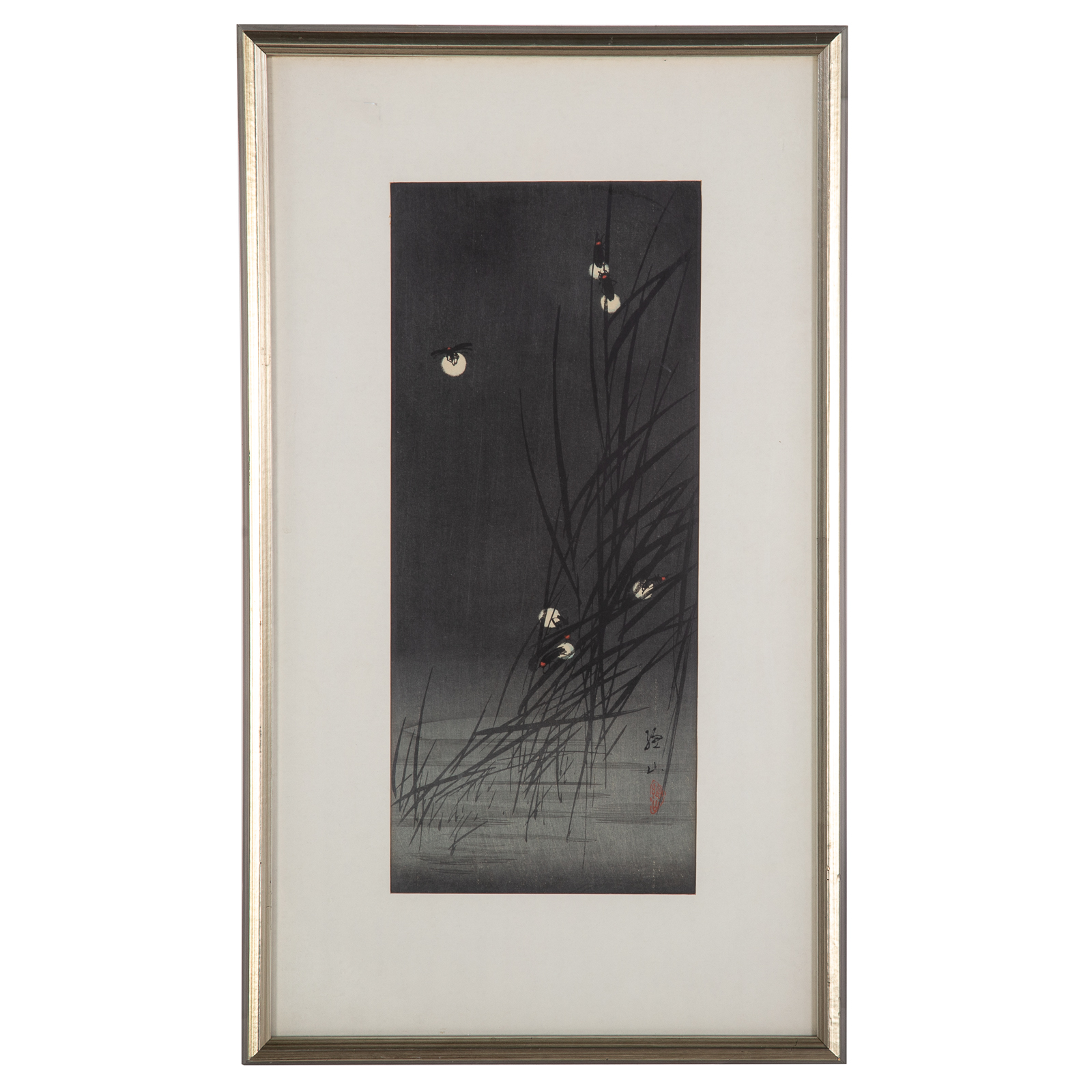 Appraisal: ITO SOZAN FIREFLIES AND REEDS WOODBLOCK Japanese b Color woodblock