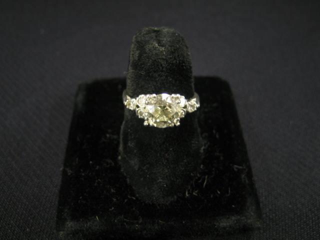 Appraisal: Diamond Platinum Ring carat center stone with diamonds on each