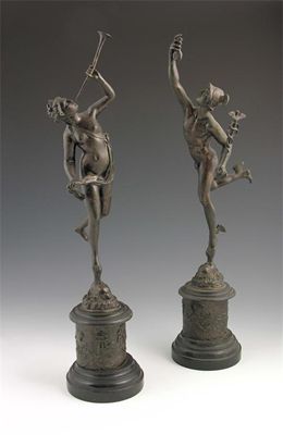 Appraisal: After Giambologna a pair of bronzes Mercury supported by a