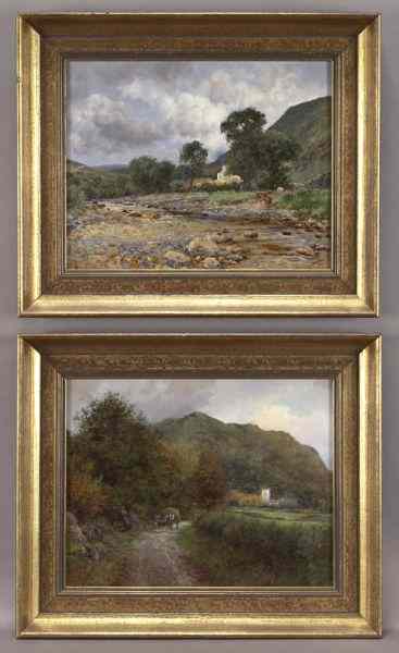 Appraisal: Pr Charles France oil paintings on canvasmounted on board depicting