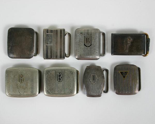 Appraisal: Lot of eight Art Deco silver belt buckles four marked