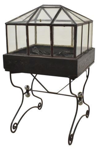 Appraisal: Victorian Wardian case terrarium glazed case with pitched roof hinged