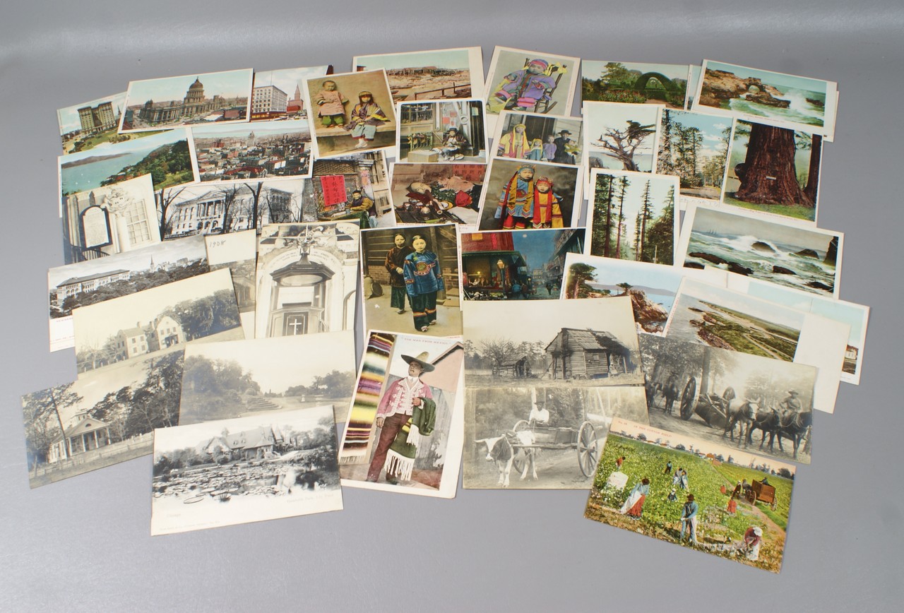 Appraisal: Lot of Chinese California and Slavery Related Postcards hand colored