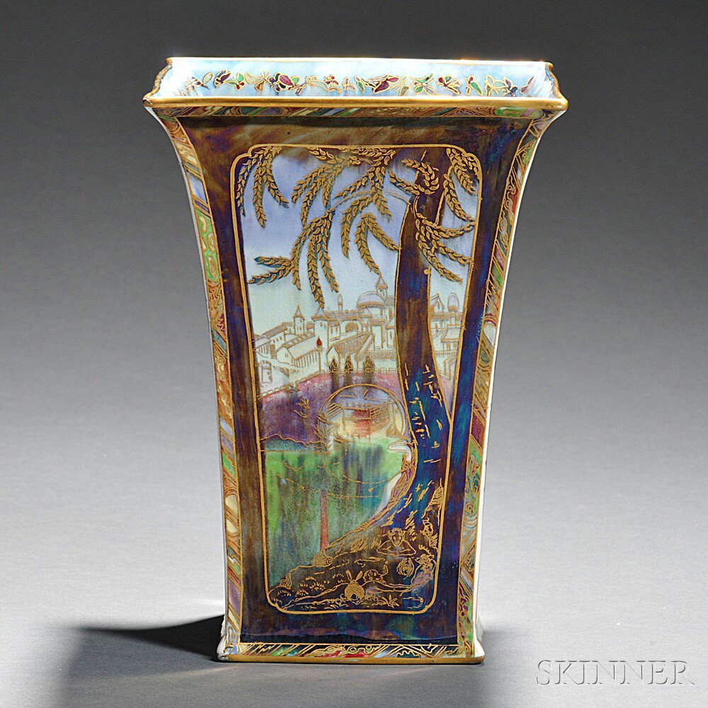 Appraisal: Wedgwood Fairyland Lustre Vase England c square form with flaring