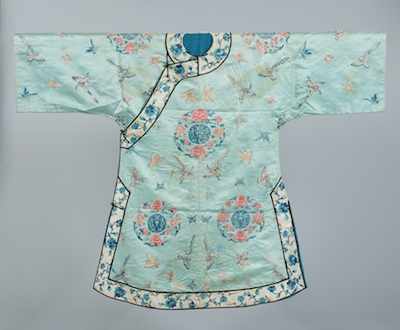 Appraisal: A Finely Embroidered Chinese Silk Robe with Butterfly Design A