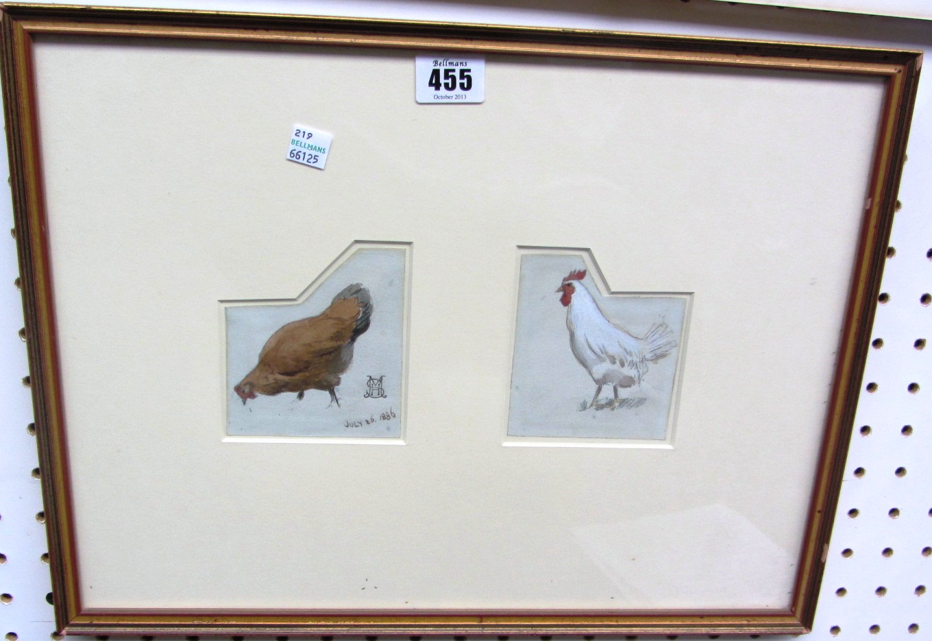 Appraisal: Henry Stacy Marks - Brown hen White hen two watercolour