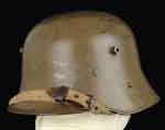 Appraisal: AUSTRIAN WORLD WAR I HELMET Orig brown paint canvas chinstrap