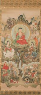 Appraisal: Buddhist T'aenghwa Scroll A large and ornate Buddhist Taenghwa scroll